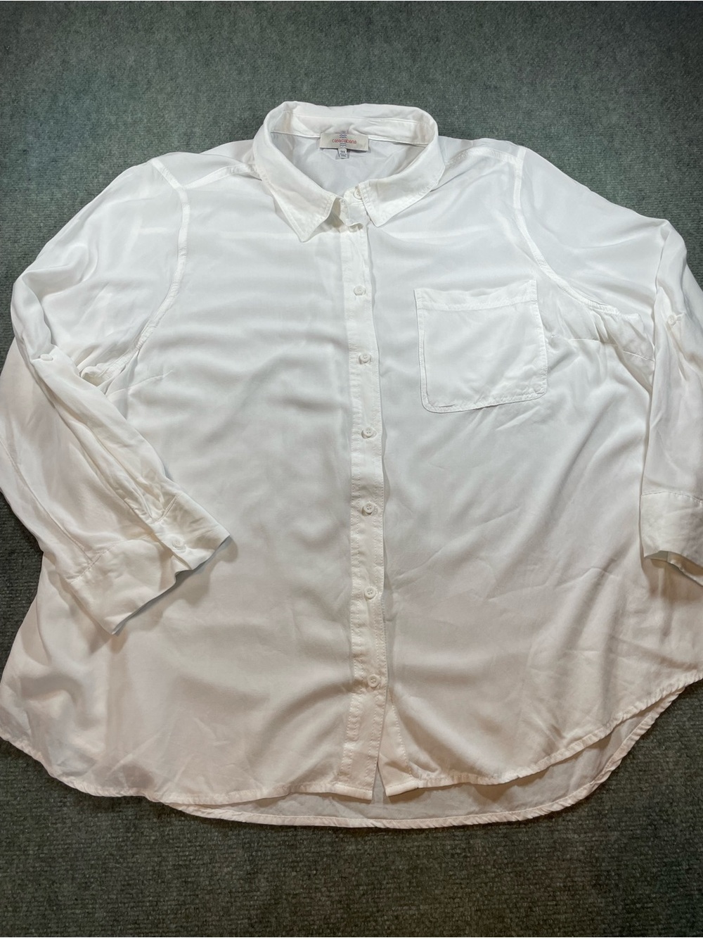 Women's White Button-Down Shirt with Chest Pocket